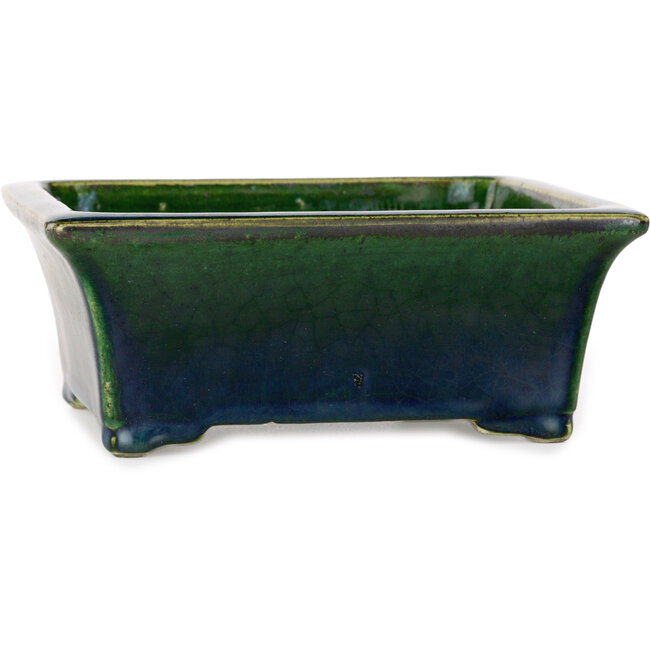 Pot à bonsaï rectangulaire vert de Mazan - 183 x 162 x 75 mm