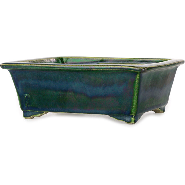 Rectangular green bonsai pot by Mazan - 197 x 168 x 70 mm