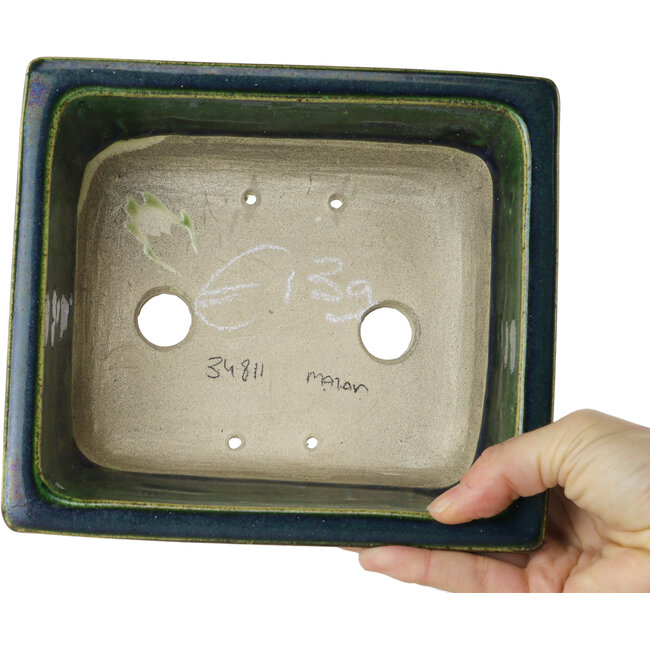 Vaso bonsai rettangolare verde di Mazan - 183 x 162 x 75 mm