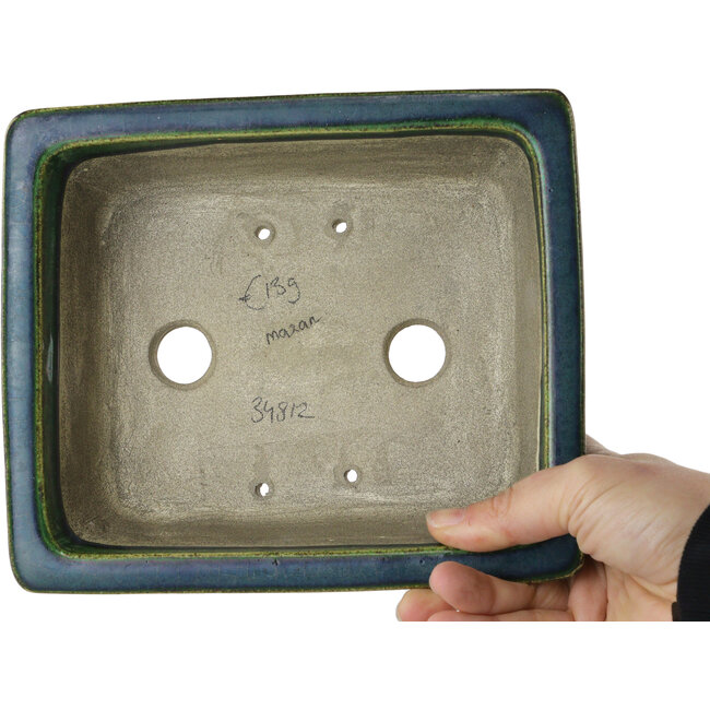 Rechthoekige groene bonsaipot van Mazan - 197 x 168 x 70 mm