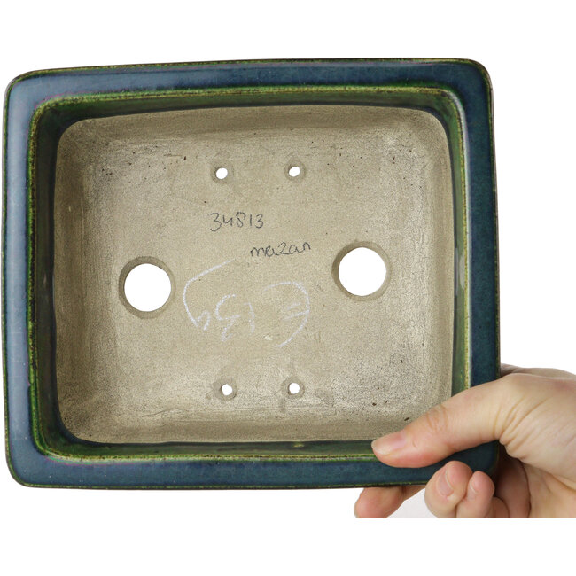 Rectangular green bonsai pot by Mazan - 197 x 168 x 70 mm