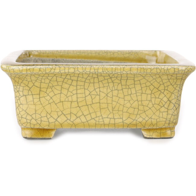 Vaso bonsai rettangolare giallo craquelé di Mazan - 203 x 173 x 70 mm