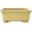 Rechthoekige gele craquelé bonsaipot van Mazan - 203 x 173 x 70 mm