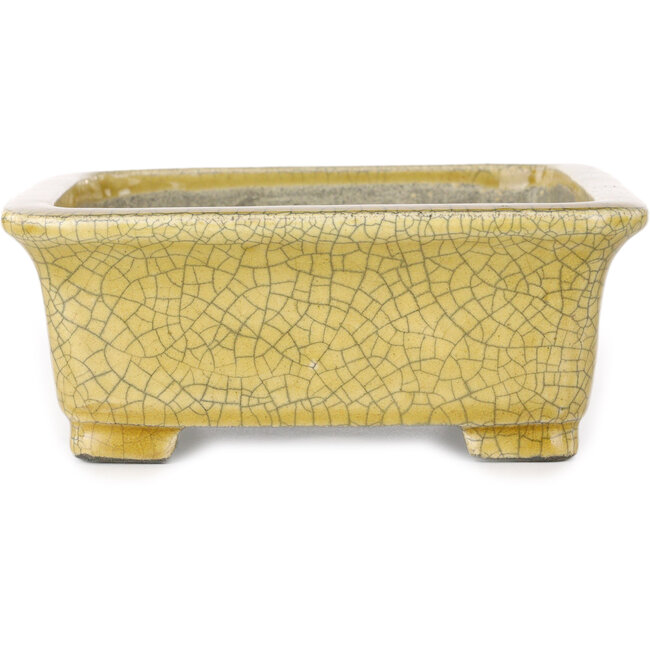 Pot à bonsaï rectangulaire jaune craquelé par Mazan - 203 x 173 x 70 mm