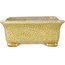 Rectangular yellow craquelé bonsai pot by Mazan - 203 x 173 x 70 mm