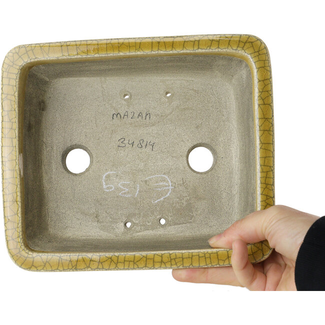 Vaso bonsai rettangolare giallo craquelé di Mazan - 203 x 173 x 70 mm