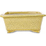 Rectangular yellow craquelé bonsai pot by Mazan - 203 x 173 x 70 mm