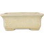 Pot à bonsaï rectangulaire beige craquelé par Terahata Satomi Mazan - 164 x 138 x 63 mm