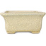 Rectangular beige craquelé bonsai pot by Terahata Satomi Mazan - 164 x 138 x 63 mm