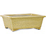 Rechteckige gelbe Craquelé-Bonsaischale von Mazan – 203 x 173 x 70 mm