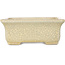 Maceta rectangular para bonsái craquelé beige de Terahata Satomi Mazan - 164 x 138 x 63 mm