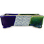 Maceta rectangular para bonsái azul y verde de Terahata Satomi Mazan - 150 x 108 x 43 mm