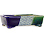 Rechteckiger blauer und grüner Bonsaitopf von Terahata Satomi Mazan – 150 x 108 x 43 mm