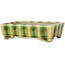 Pot à bonsaï rectangulaire jaune et vert par Terahata Satomi Mazan - 150 x 108 x 43 mm