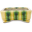 Rechthoekige gele en groene bonsaipot van Terahata Satomi Mazan - 150 x 108 x 43 mm