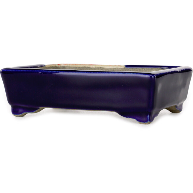 Maceta rectangular para bonsái roja y azul de Terahata Satomi Mazan - 150 x 108 x 43 mm