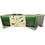 Maceta rectangular para bonsái verde y multicolor de Terahata Satomi Mazan - 155 x 132 x 55 mm
