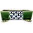 Rechthoekige groene en veelkleurige bonsaipot van Terahata Satomi Mazan - 155 x 132 x 55 mm