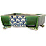 Pot à bonsaï rectangulaire vert et multicolore par Terahata Satomi Mazan - 155 x 132 x 55 mm