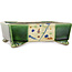 Rechthoekige groene en veelkleurige bonsaipot van Terahata Satomi Mazan - 155 x 132 x 55 mm
