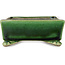Rectangular green and multicolor bonsai pot by Terahata Satomi Mazan - 155 x 132 x 55 mm