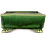 Pot à bonsaï rectangulaire vert et multicolore par Terahata Satomi Mazan - 155 x 132 x 55 mm