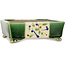 Rechthoekige groene en veelkleurige bonsaipot van Terahata Satomi Mazan - 155 x 132 x 55 mm