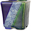 Vaso bonsai quadrato blu e verde di Terahata Satomi Mazan - 63 x 63 x 68 mm