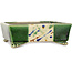 Rectangular green and multicolor bonsai pot by Terahata Satomi Mazan - 155 x 132 x 55 mm