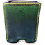 Square blue and green bonsai pot by Terahata Satomi Mazan - 63 x 63 x 68 mm