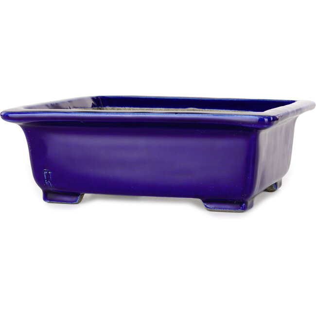 Rectangular blue bonsai pot by Mazan - 223 x 206 x 85 mm