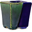 Quadratischer blauer und grüner Bonsaitopf von Terahata Satomi Mazan – 63 x 63 x 68 mm