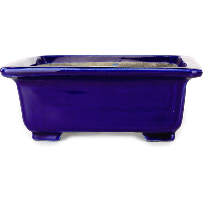 Rectangular blue bonsai pot by Mazan - 223 x 206 x 85 mm