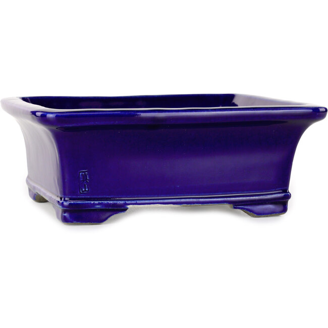Rectangular blue bonsai pot by Mazan - 223 x 206 x 85 mm