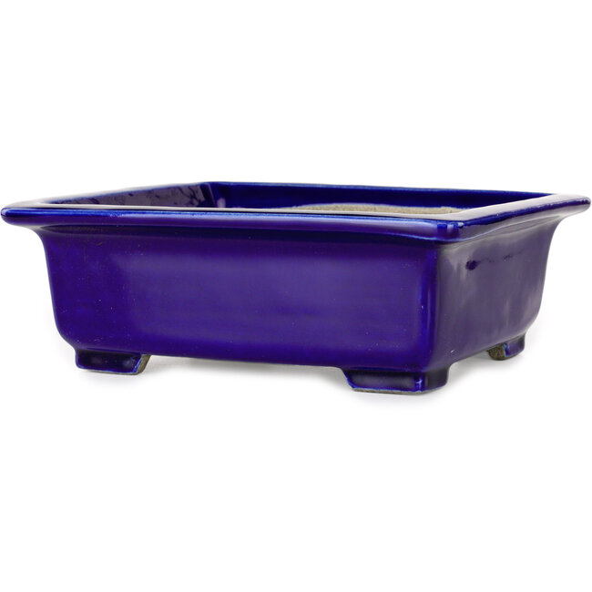 Rectangular blue bonsai pot by Mazan - 223 x 206 x 85 mm