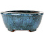 Oval green and blue bonsai pot by Shuhou - 195 x 165 x 70 mm