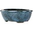 Oval green and blue bonsai pot by Shuhou - 195 x 165 x 70 mm