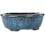 Oval green and blue bonsai pot by Shuhou - 195 x 165 x 70 mm