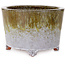 Round white and brown bonsai pot by Shuhou - 160 x 160 x 110 mm
