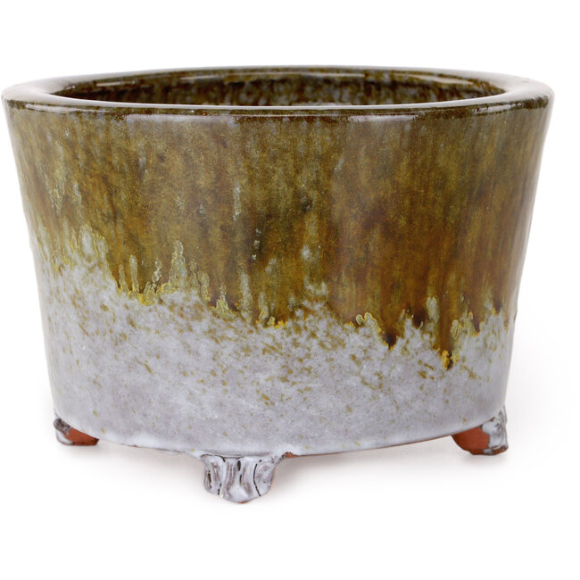 Vaso bonsai rotondo bianco e marrone di Shuhou - 160 x 160 x 110 mm