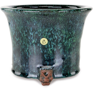  Shuuhou (Hidemi Kataoka) Maceta para bonsái verde redonda de 189 mm de Shuhou, Tokoname, Japón