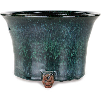  Shuuhou (Hidemi Kataoka) Pot à bonsaï rond vert de 228 mm par Shuhou, Tokoname, Japon