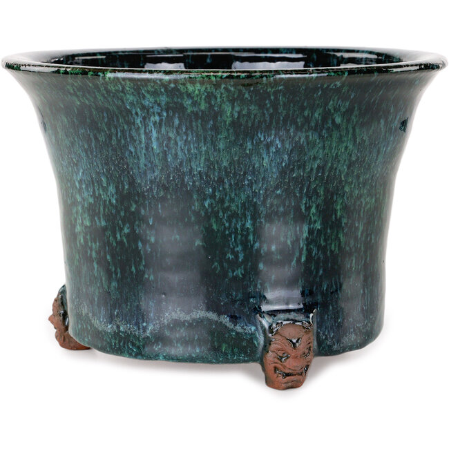 Vaso bonsai rotondo verde di Shuhou - 228 x 228 x 155 mm