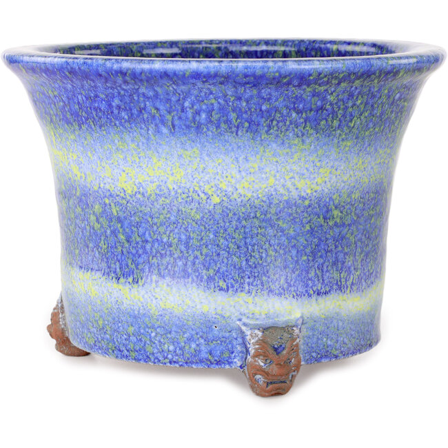 Ronde blauw-gele bonsaipot van Shuhou - 223 x 223 x 158 mm