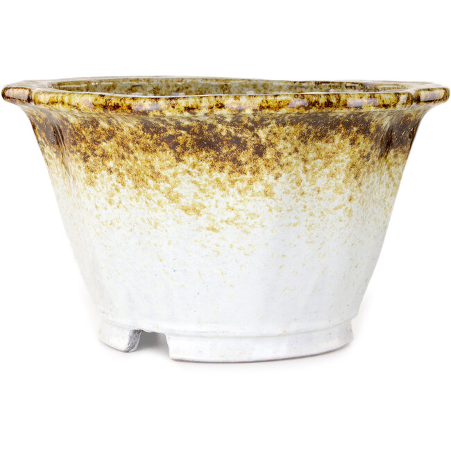 Pot à bonsaï Lotus blanc et brun de Shuhou - 330 x 330 x 195 mm