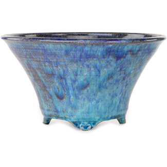  Shuuhou (Hidemi Kataoka) 303 mm round blue bonsai pot by Shuhou, Tokoname, Japan