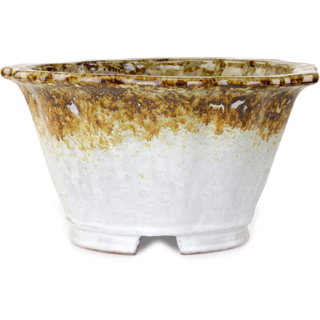 Pot à bonsaï Lotus blanc et brun de Shuhou - 317 x 317 x 174 mm