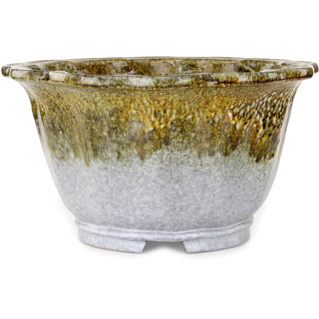 Pot à bonsaï Lotus blanc et brun de Shuhou - 343 x 343 x 193 mm