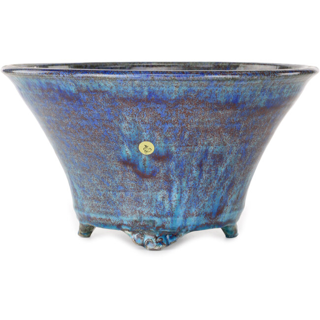 Ronde blauw-rode bonsaipot van Shuhou - 303 x 303 x 167 mm