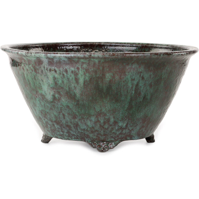 Pot à bonsaï rond vert et rouge de Shuhou - 298 x 298 x 145 mm